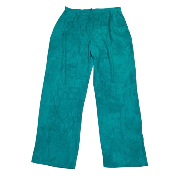 Vintage Teal Pierre Lamonte Rayon Pants | Wide Leg | Size M 29” Waist - Picture 1 of 8